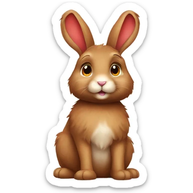 Cute feminine Fluffy brown rabbit teddy wearing red tshirt sitting long floppy ears sticker