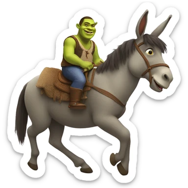 Shrek riding donkey sticker