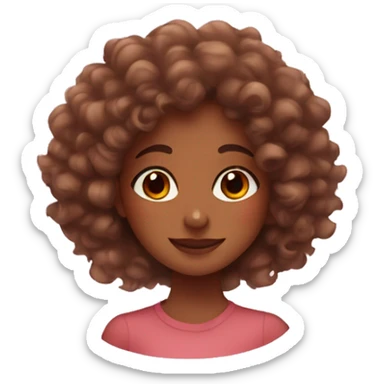 brown skin girl with curly hair surrounded by hearts sticker