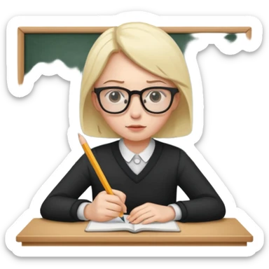 someone studying in a classroom sticker