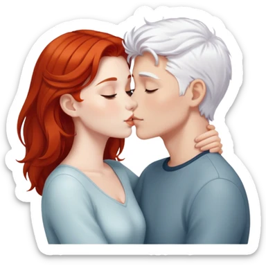 redhead girl kissing white-haired boy sticker