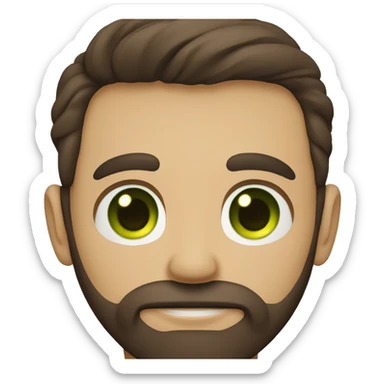 tan guy with green eyes and short, dark brown hair and very long beard sticker