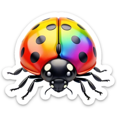 3d, psychedelic rainbow colored ladybug sticker