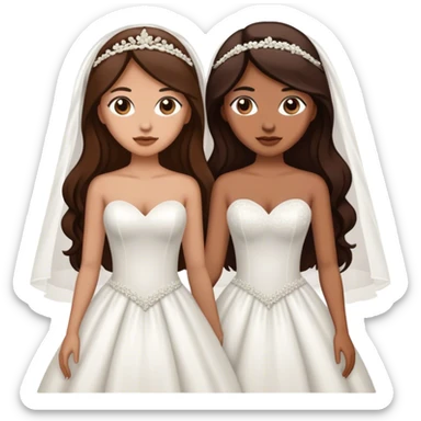 two brown women with long dark brown hair getting married sticker