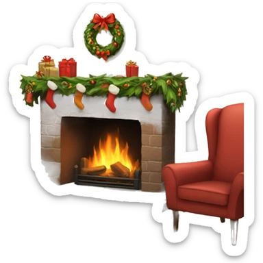 christmas fireplace sticker