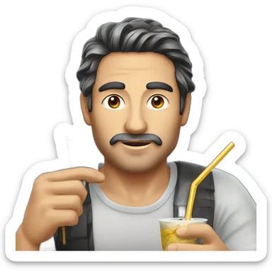 Argentinian men having mate from a Metallic straw sticker