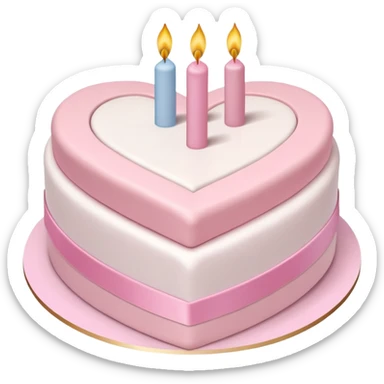 heart shaped birthday cake, pastel pink and white layers, cute and simple, ribbon decoration, no candle sticker