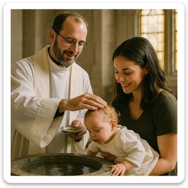 baptism with a priest and child sticker