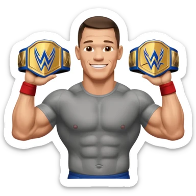 John Cena with wwe championship  sticker