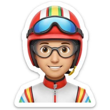 horse race jockey portrait, head and shoulders only, wearing colorful racing helmet and goggles, sporty uniform collar, confident smile, 3D cartoon, mobile game icon style, clean background, no text, no watermark
 sticker