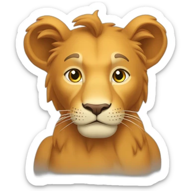 Un lion roux sur un caillou mais non c'est parce qu'en fait tu as raccroché sticker
