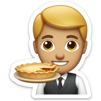 office worker holding an apple pie, Apple iOS emoji style sticker