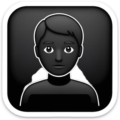 Minimalistic flat vector icon, iOS style, thin black outline on white background. Person silhouette. Black, completely monochrome, matte.  sticker