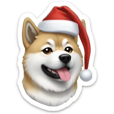 Akita with christmas haz sticker