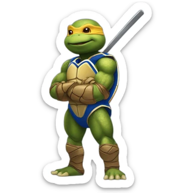 ninja turtle wearing a golden state jersey sticker