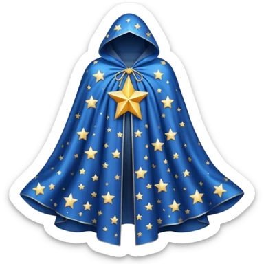a fantasy  magic, white color with star pattern cloak sticker
