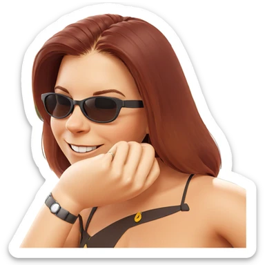 happy girl with sunglasses sticker
