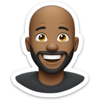 Black bald man with a beard laughing sticker