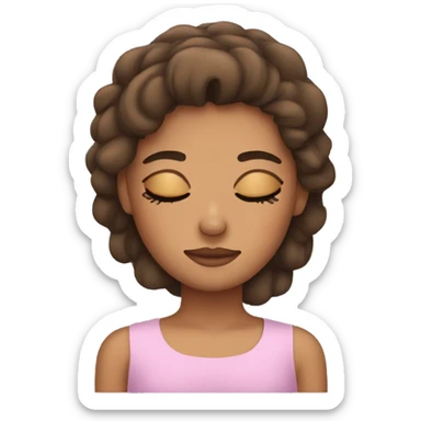 Girl with brow hair sleeping sticker