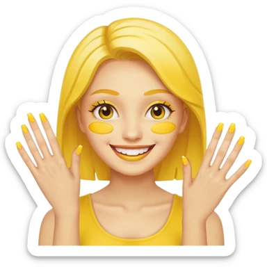 guess yellow emoji with acrylic nails  sticker