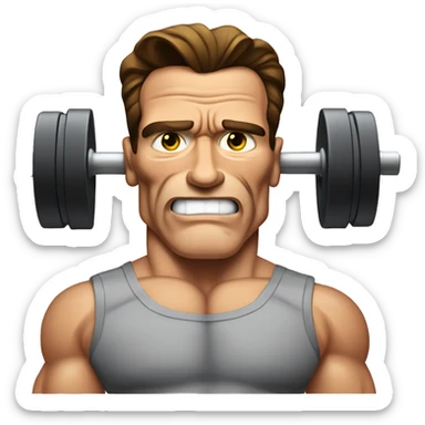 arnold schwarzenegger with dumbbell without t-shirt with grey eyes sticker