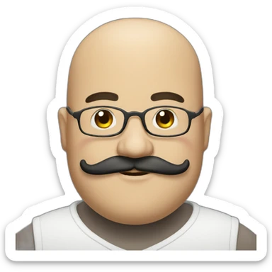one fat bald man with moustache, long black beard sticker