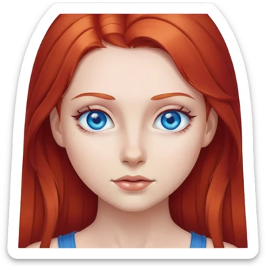 Girl with red hear and blue eyes  sticker
