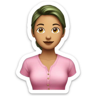 Chica con pañuelo rosa y camisa verde sticker