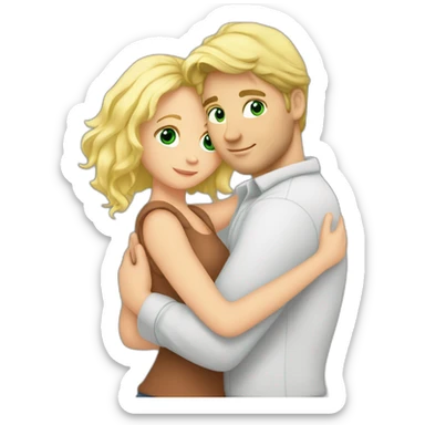 Chris hemswortg and blond girl green eyes hugging sticker