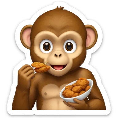 Fried chicken eating a black monkey sticker