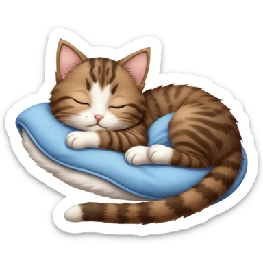dark brown tabby and white kitten sleeping whilst in funny positions stretched out and  upside down sticker