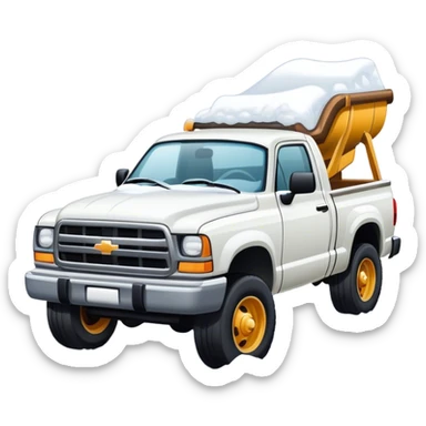 Plow snow in white pickup truck sticker