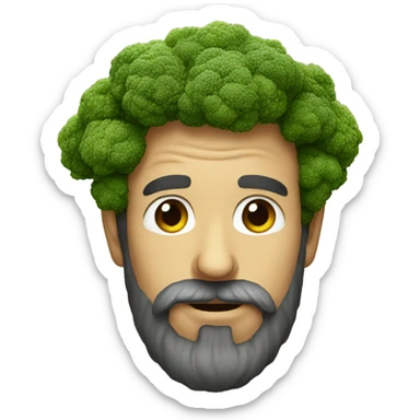 Bearded man face that is a broccoli sticker