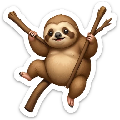 cute fat Sloth on stick sticker
