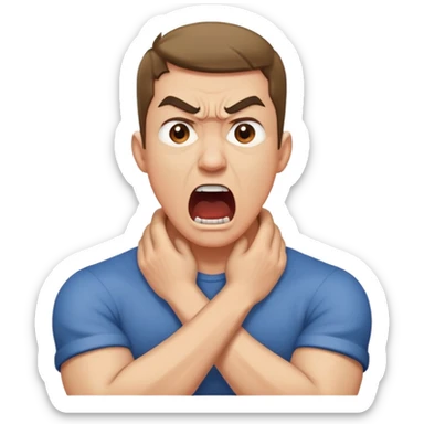 Crossed arms on neck screaming guy sticker