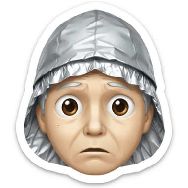 tin foil hat with upset face sticker