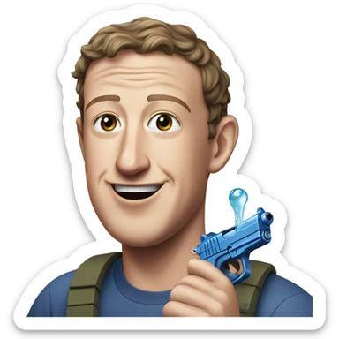 mark zuckerberg holding a water pistol sticker