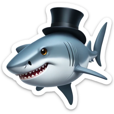 Shark with a top hat sticker