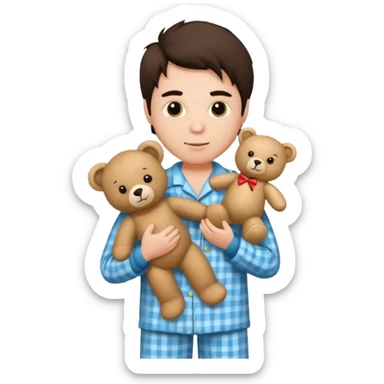 rock & roll fan wearing pajamas and holding a teddy bear sticker