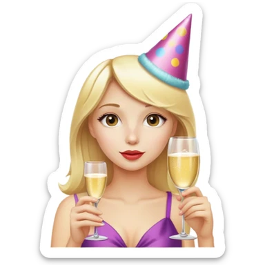Blonde girl with champagne sticker