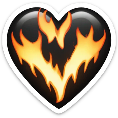 Black heart with fire  sticker
