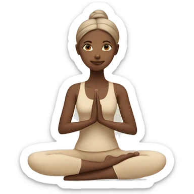 Girl doing yoga in beige tones  sticker