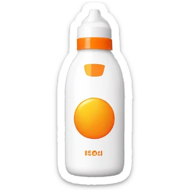 White sunscreen bottle with an orange lid and a sur in the middle sticker