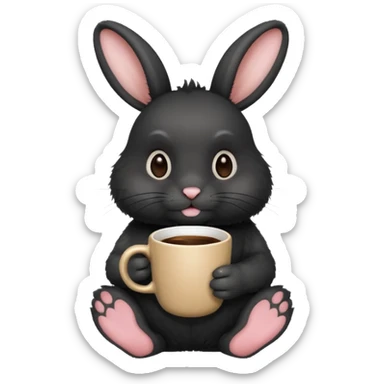 black rabbit with coffee sticker