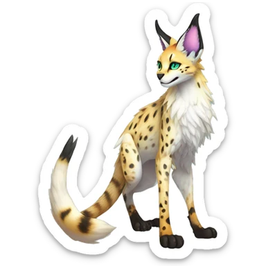 Epic Edgy Colorful ethereal eldritch Sergal-Serval-Fionbri full body sticker