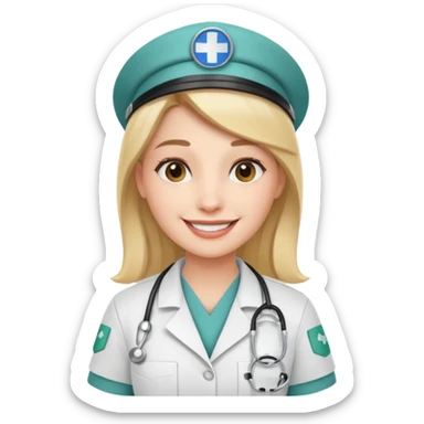 woman medic accepting application for job sticker