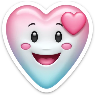 smiling tooth with a heart floating above it, emoji style sticker