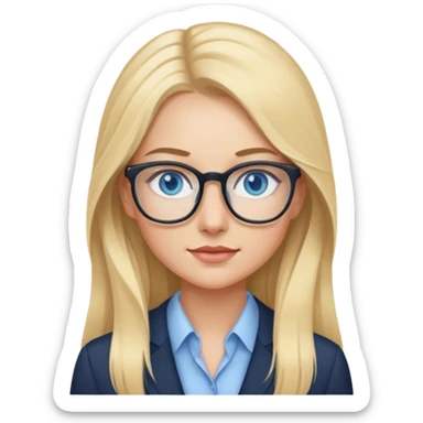 Cinematic realistic blonde with long hair and blue eyes psychologist sticker