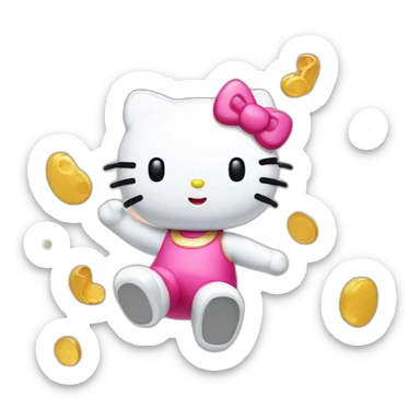Hello kitty qui fait un salto sticker