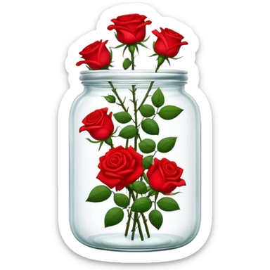 Roses in a glass jar sticker